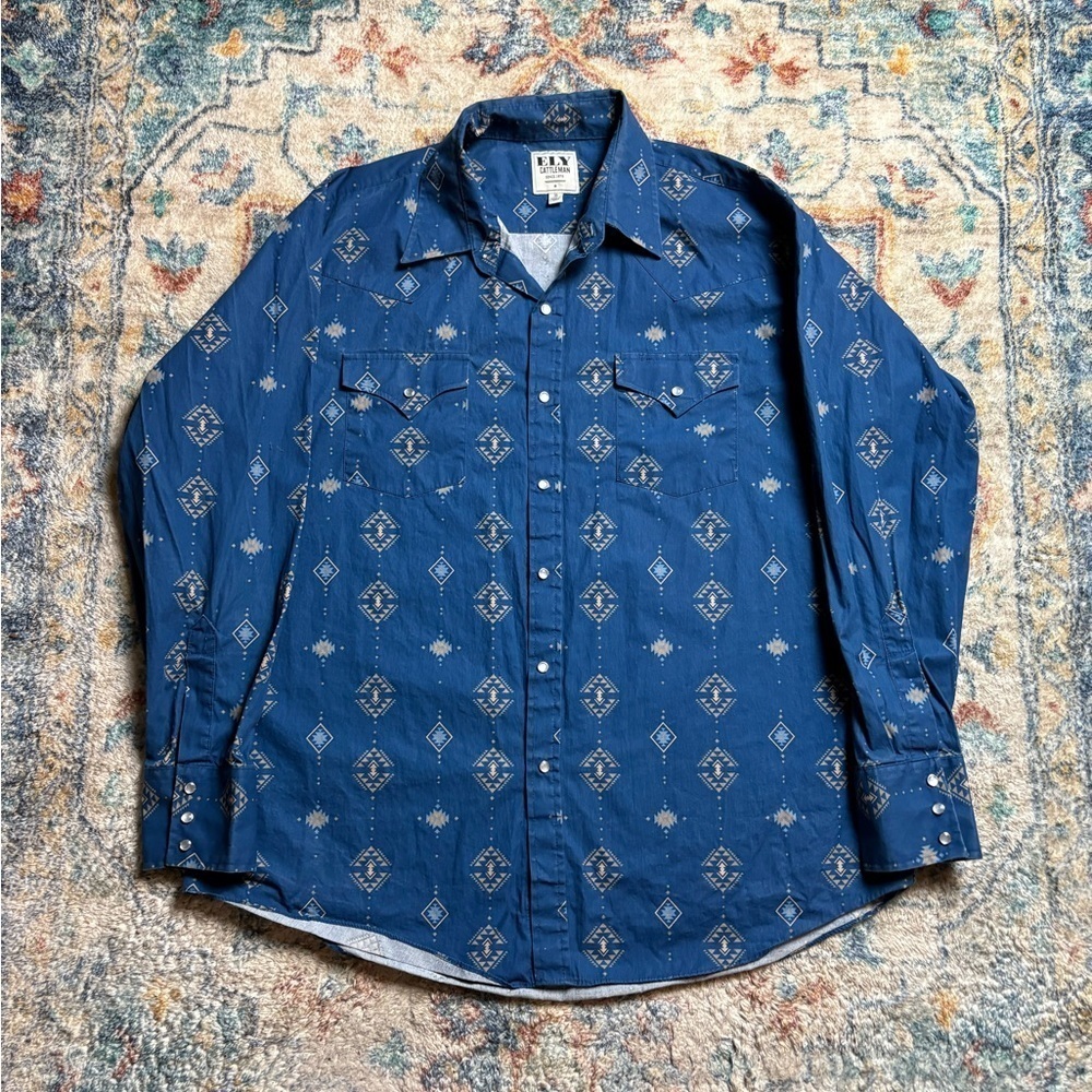 Ely Cattleman Aztec Pearl Snap Shirt Size XL